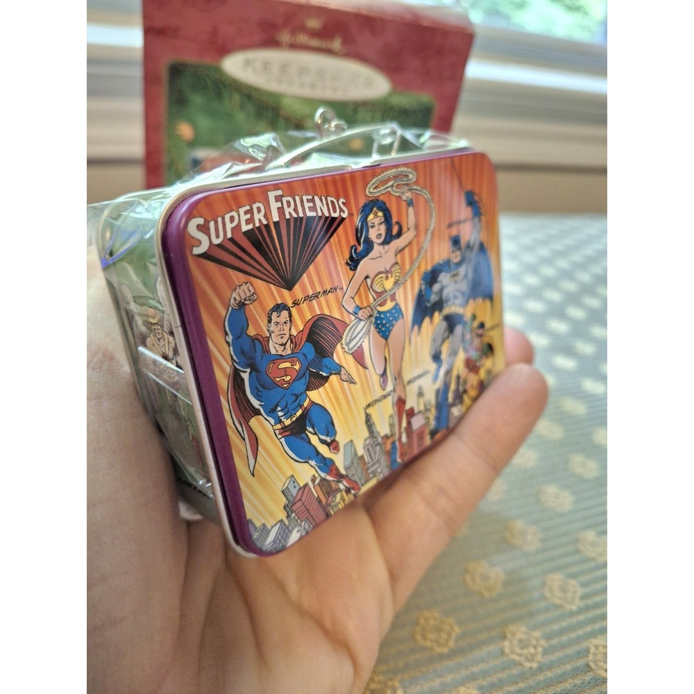 Vintage Y2K Hallmark Keepsake Ornament Super Friends Lunch Box Thermos Set NEW